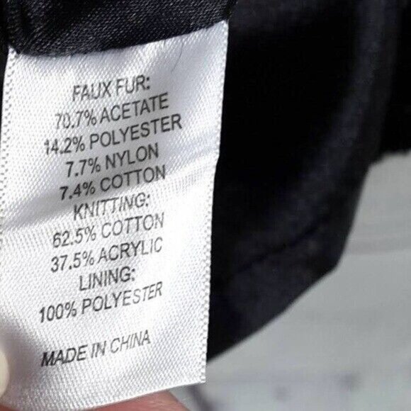 Adrianna Papell Vest Black Size Small Textured Snap Close Knit Back Faux Fur - Picture 9 of 9